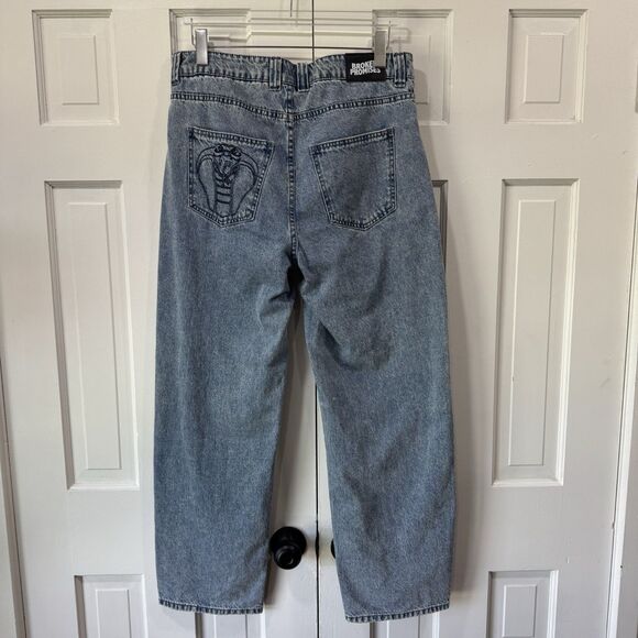 Broken Promises Blue Denim Cobra Baggy Skater Grunge 90’s Y2K Jeans Size 32 EUC - Picture 3 of 14